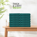 OLIVIA ROCCO Belmont Viscose Stripe Jade Green Towels 100% Cotton Hotel Quality Easy-Care Hotel-Quality Bathroom