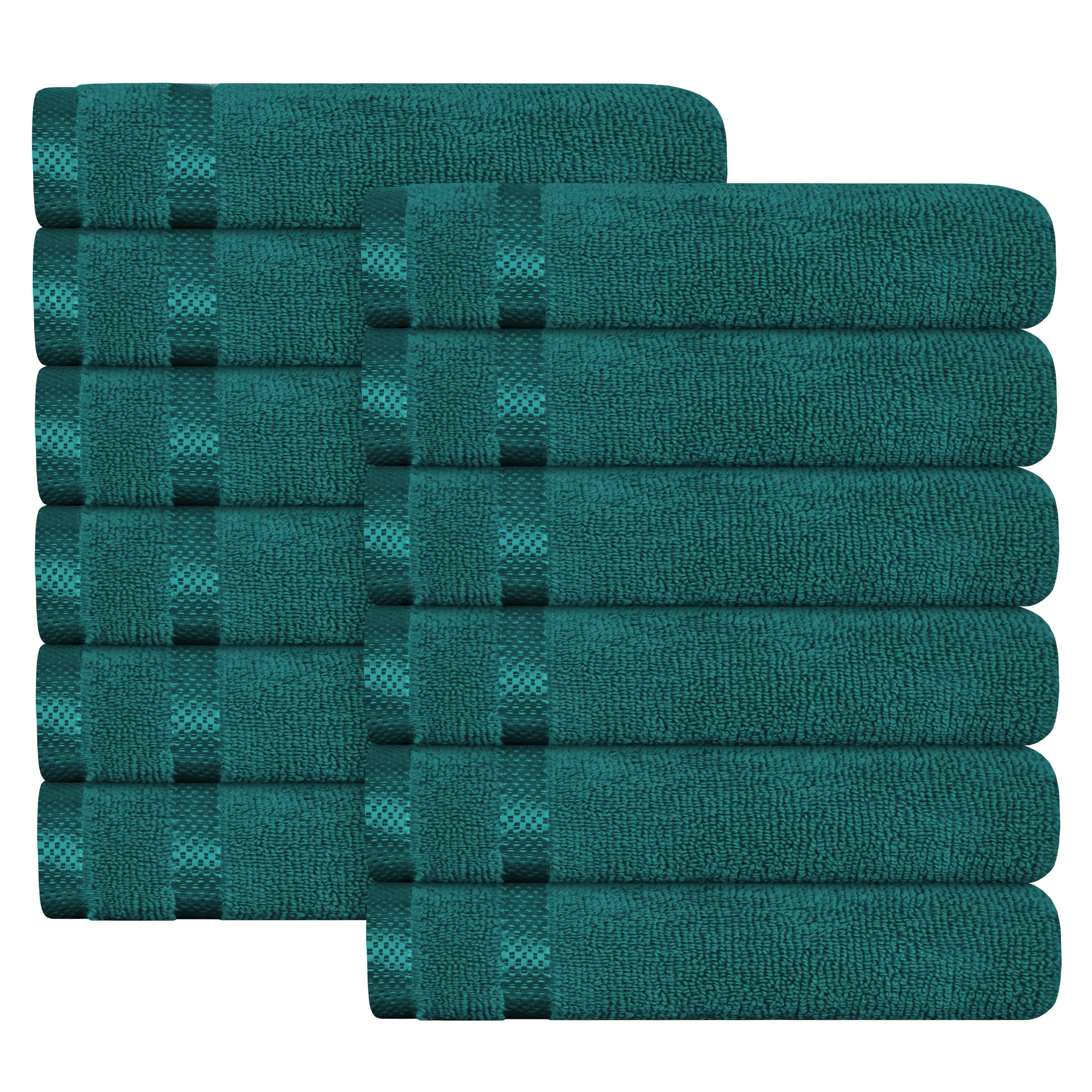OLIVIA ROCCO Belmont Viscose Stripe Jade Green Towels 100% Cotton Hotel Quality Easy-Care Hotel-Quality Bathroom