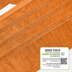 OLIVIA ROCCO Belmont Viscose Stripe Orange Towels 100% Cotton Hotel Quality Bath Towels