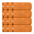 OLIVIA ROCCO Belmont Viscose Stripe Orange Towels 100% Cotton Hotel Quality Bath Towels