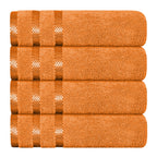 OLIVIA ROCCO Belmont Viscose Stripe Orange Towels 100% Cotton Hotel Quality Bath Towels