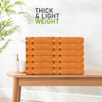 OLIVIA ROCCO Belmont Viscose Stripe Orange Towels 100% Cotton Hotel Quality Bath Towels
