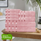 OLIVIA ROCCO Belmont Viscose Stripe Pink Towels 100% Cotton Hotel Quality Super Absorbent