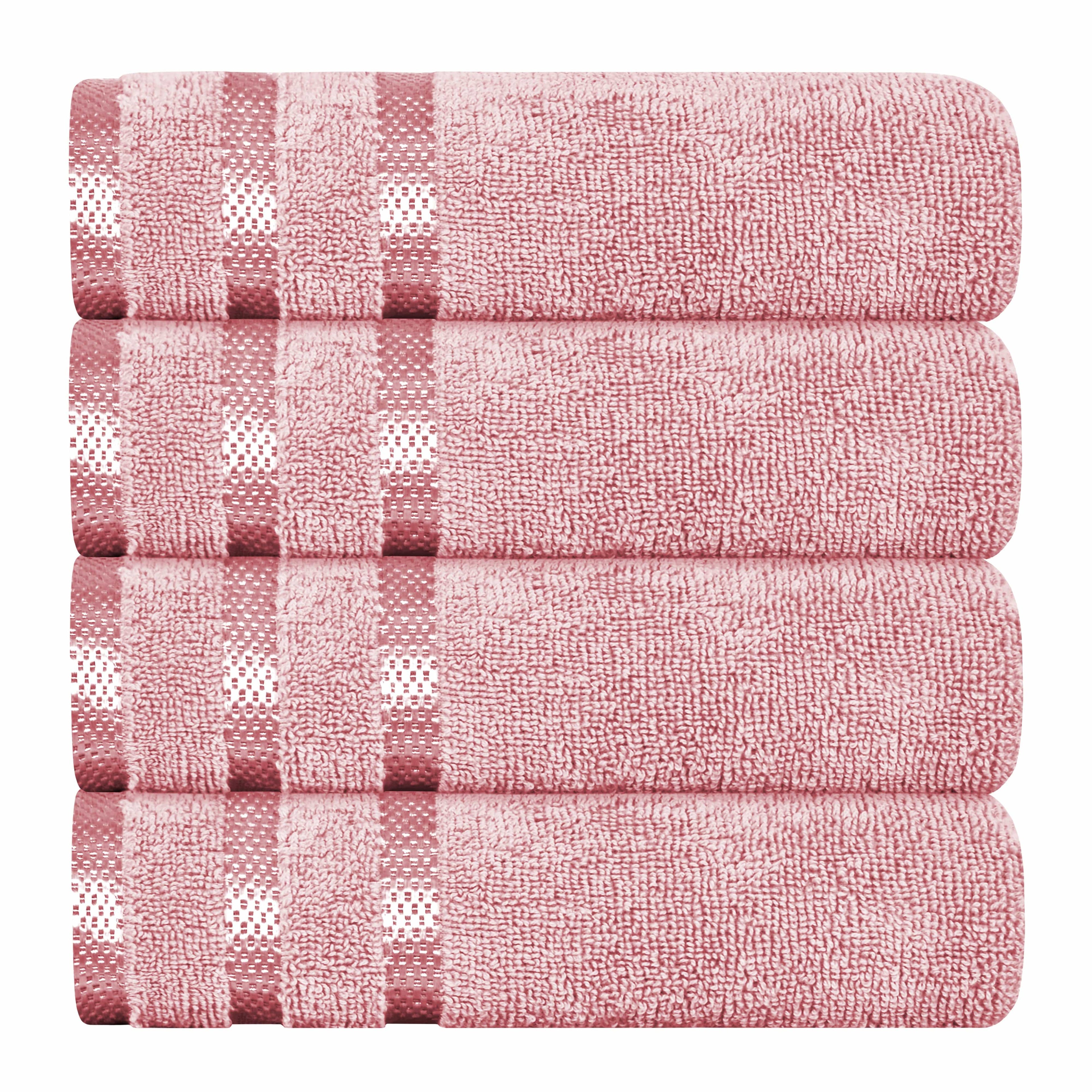 OLIVIA ROCCO Belmont Viscose Stripe Pink Towels 100% Cotton Hotel Quality Super Absorbent