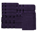 OLIVIA ROCCO Belmont Viscose Stripe Purple Towels 100% Cotton Hotel Quality Bath Towels