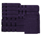 OLIVIA ROCCO Belmont Viscose Stripe Purple Towels 100% Cotton Hotel Quality Bath Towels