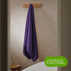 OLIVIA ROCCO Belmont Viscose Stripe Purple Towels 100% Cotton Hotel Quality Bath Towels