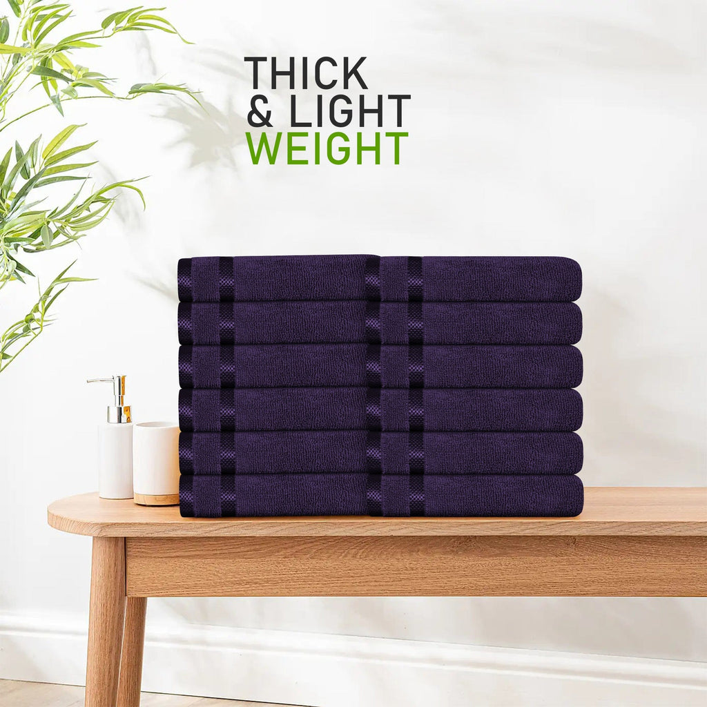 OLIVIA ROCCO Belmont Viscose Stripe Purple Towels 100% Cotton Hotel Quality Bath Towels