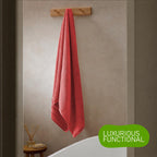 OLIVIA ROCCO Belmont Viscose Stripe Red Towels 100% Cotton Hotel Quality Super Absorbent
