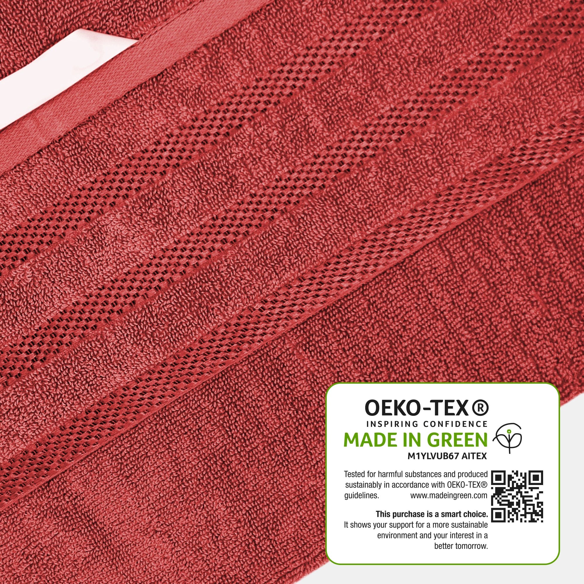 OLIVIA ROCCO Belmont Viscose Stripe Red Towels 100% Cotton Hotel Quality Super Absorbent