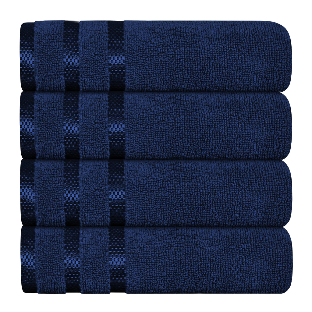 OLIVIA ROCCO Belmont Viscose Stripe Royal Blue Towels 100% Cotton Hotel Quality 10 Piece