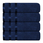 OLIVIA ROCCO Belmont Viscose Stripe Royal Blue Towels 100% Cotton Hotel Quality 10 Piece