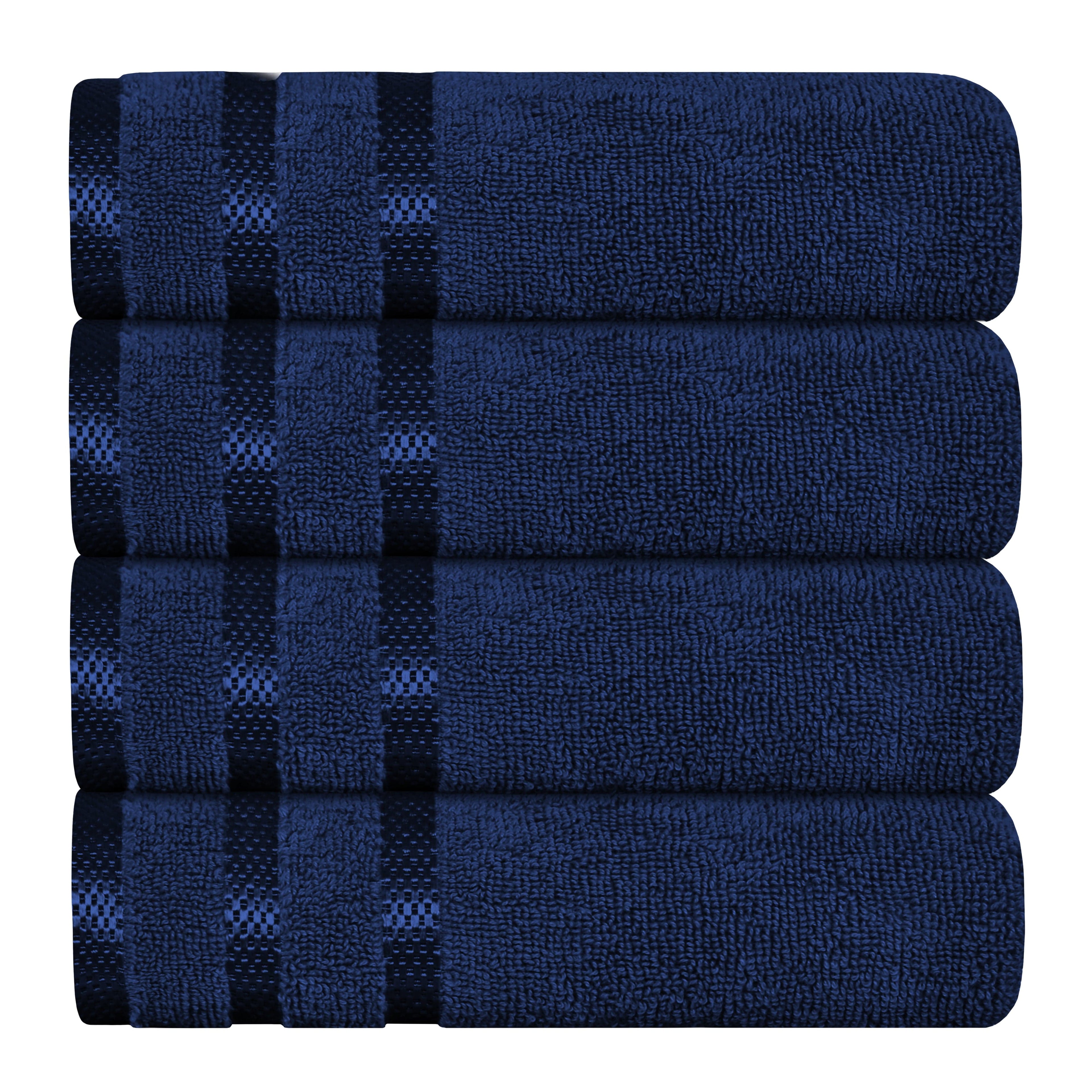 OLIVIA ROCCO Belmont Viscose Stripe Royal Blue Towels 100% Cotton Hotel Quality 10 Piece