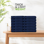 OLIVIA ROCCO Belmont Viscose Stripe Royal Blue Towels 100% Cotton Hotel Quality 10 Piece