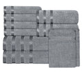 OLIVIA ROCCO Belmont Viscose Stripe Silver Towels 100% Cotton Quality Super Absorbent
