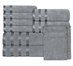 OLIVIA ROCCO Belmont Viscose Stripe Silver Towels 100% Cotton Quality Super Absorbent