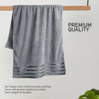 OLIVIA ROCCO Belmont Viscose Stripe Silver Towels 100% Cotton Quality Super Absorbent