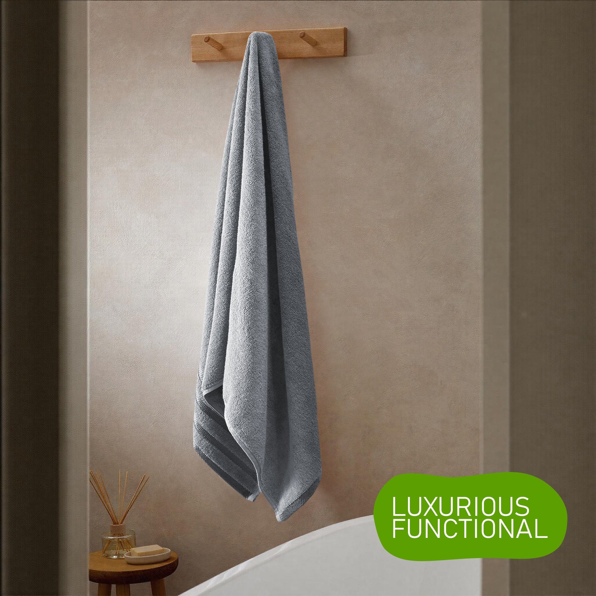 OLIVIA ROCCO Belmont Viscose Stripe Silver Towels 100% Cotton Quality Super Absorbent