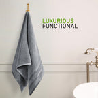 OLIVIA ROCCO Belmont Viscose Stripe Silver Towels 100% Cotton Quality Super Absorbent