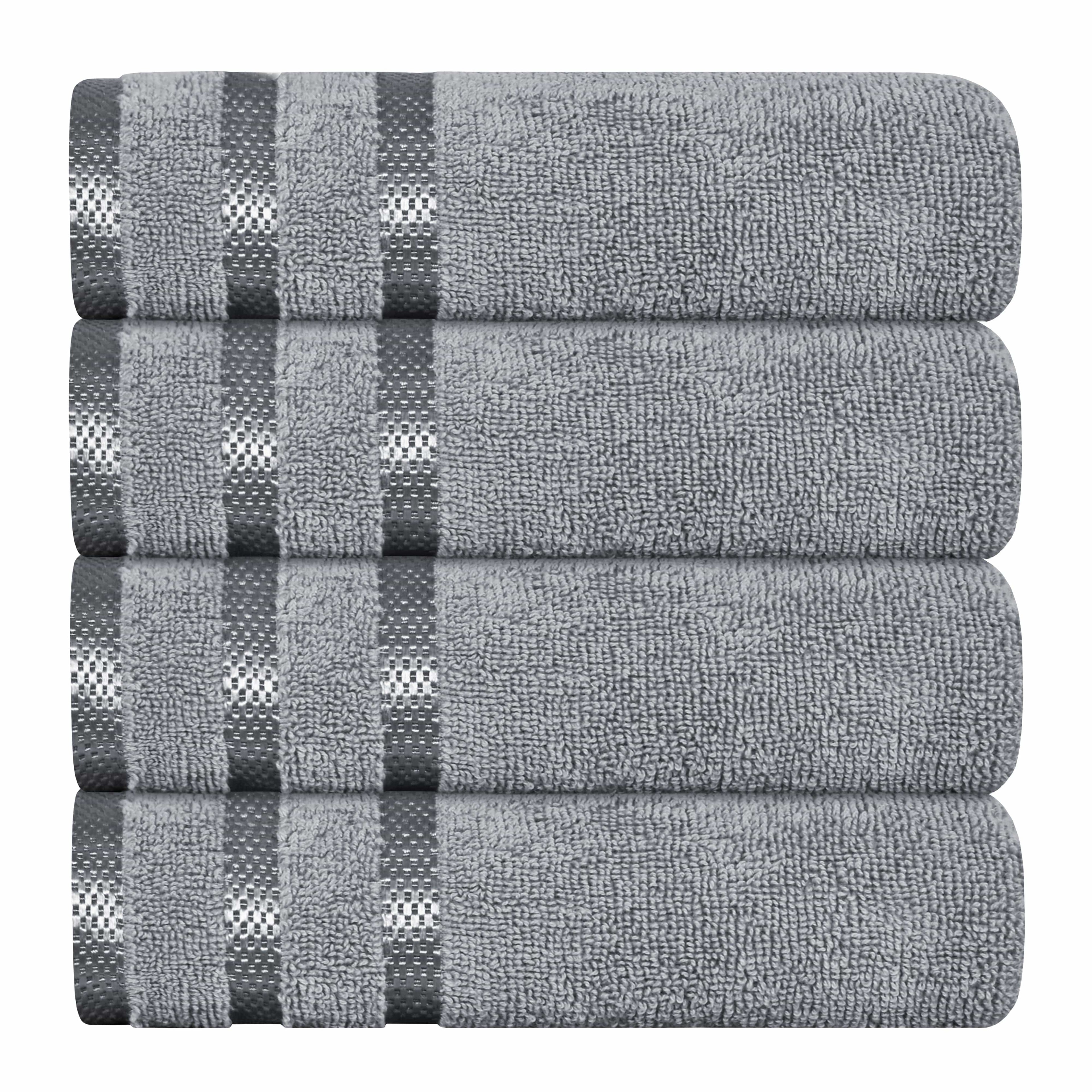 OLIVIA ROCCO Belmont Viscose Stripe Silver Towels 100% Cotton Quality Super Absorbent