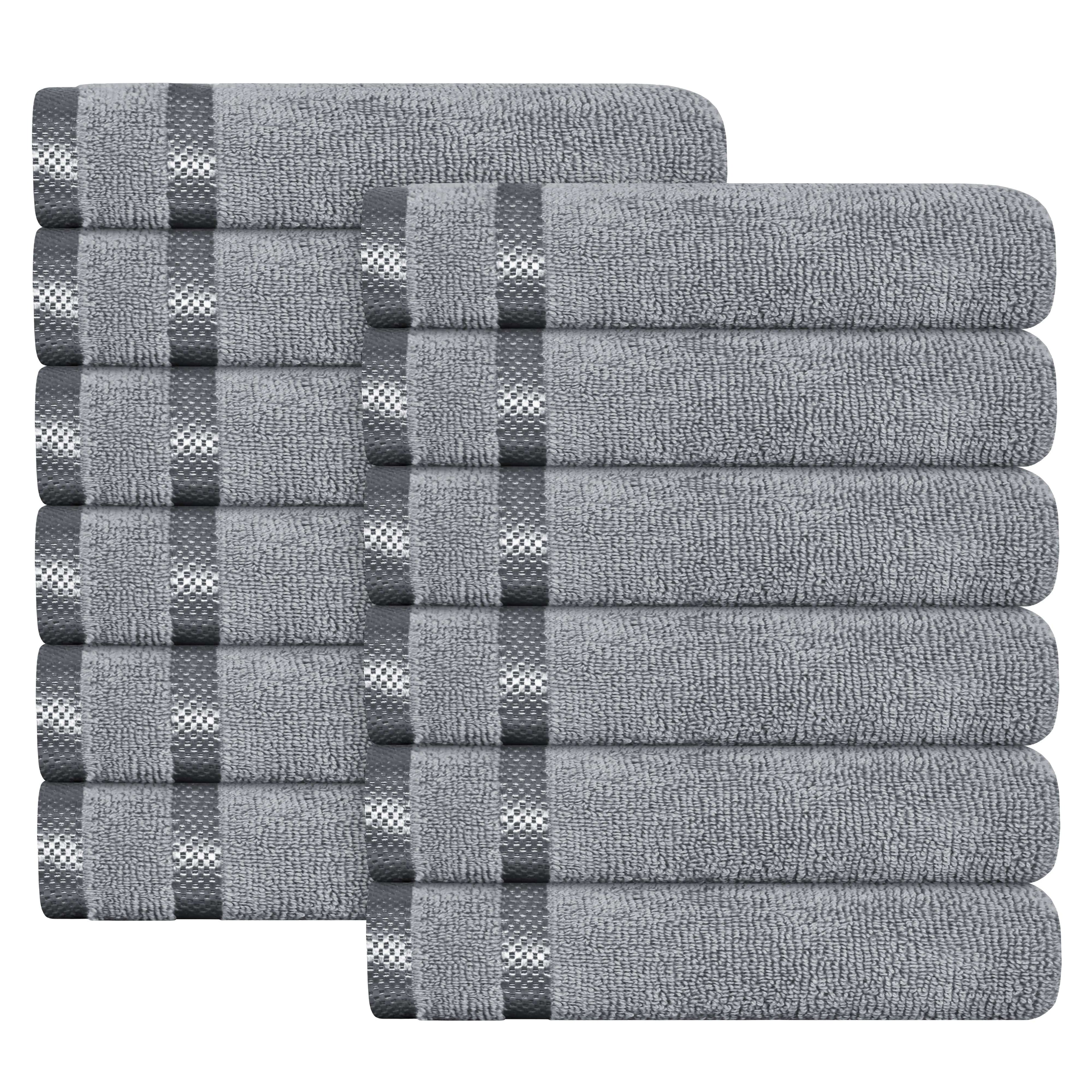 OLIVIA ROCCO Belmont Viscose Stripe Silver Towels 100% Cotton Quality Super Absorbent