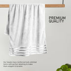 OLIVIA ROCCO Belmont Viscose Stripe White Towels 100% Cotton Hotel Quality Bath Towels