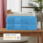 OLIVIA ROCCO Rhodes Towel Aqua 100% Cotton Hotel Quality Soft Super Absorbent Hand Towels