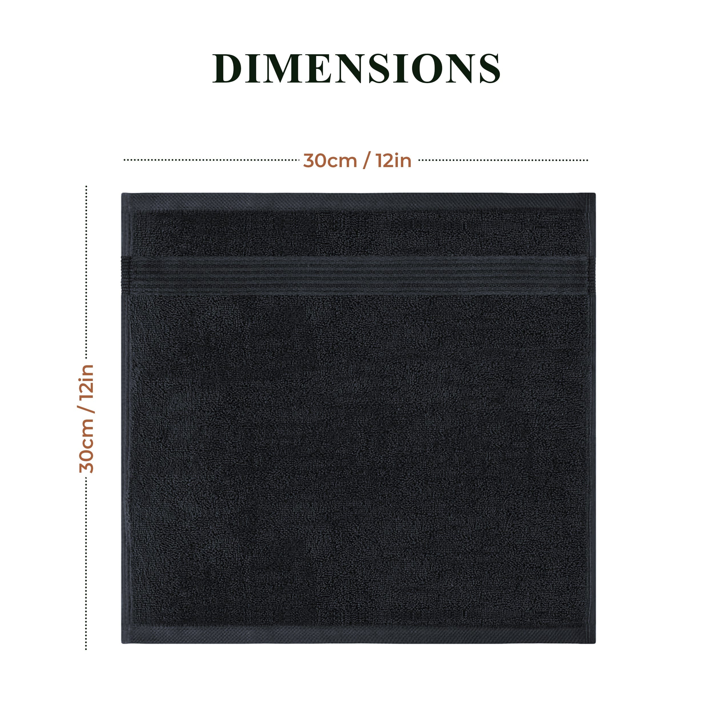 OLIVIA ROCCO Rhodes Towel Black 100% Cotton Hotel Quality Super Absorbent Hand Towels