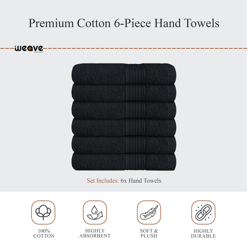OLIVIA ROCCO Rhodes Towel Black 100% Cotton Hotel Quality Super Absorbent Hand Towels