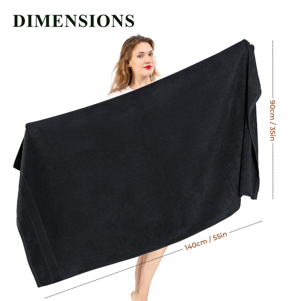 OLIVIA ROCCO Rhodes Towel Black 100% Cotton Hotel Quality Super Absorbent Hand Towels