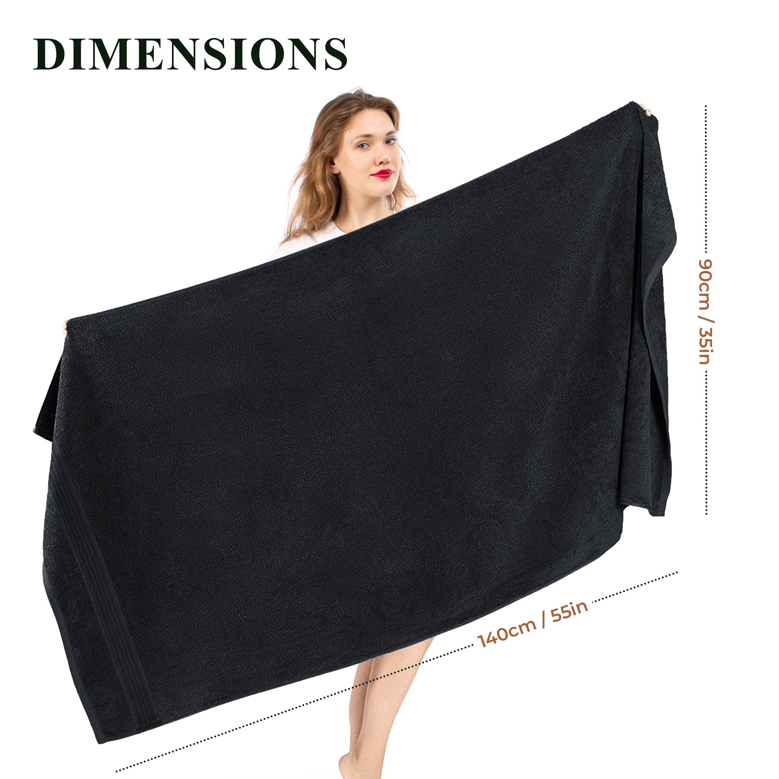 OLIVIA ROCCO Rhodes Towel Black 100% Cotton Hotel Quality Super Absorbent Hand Towels