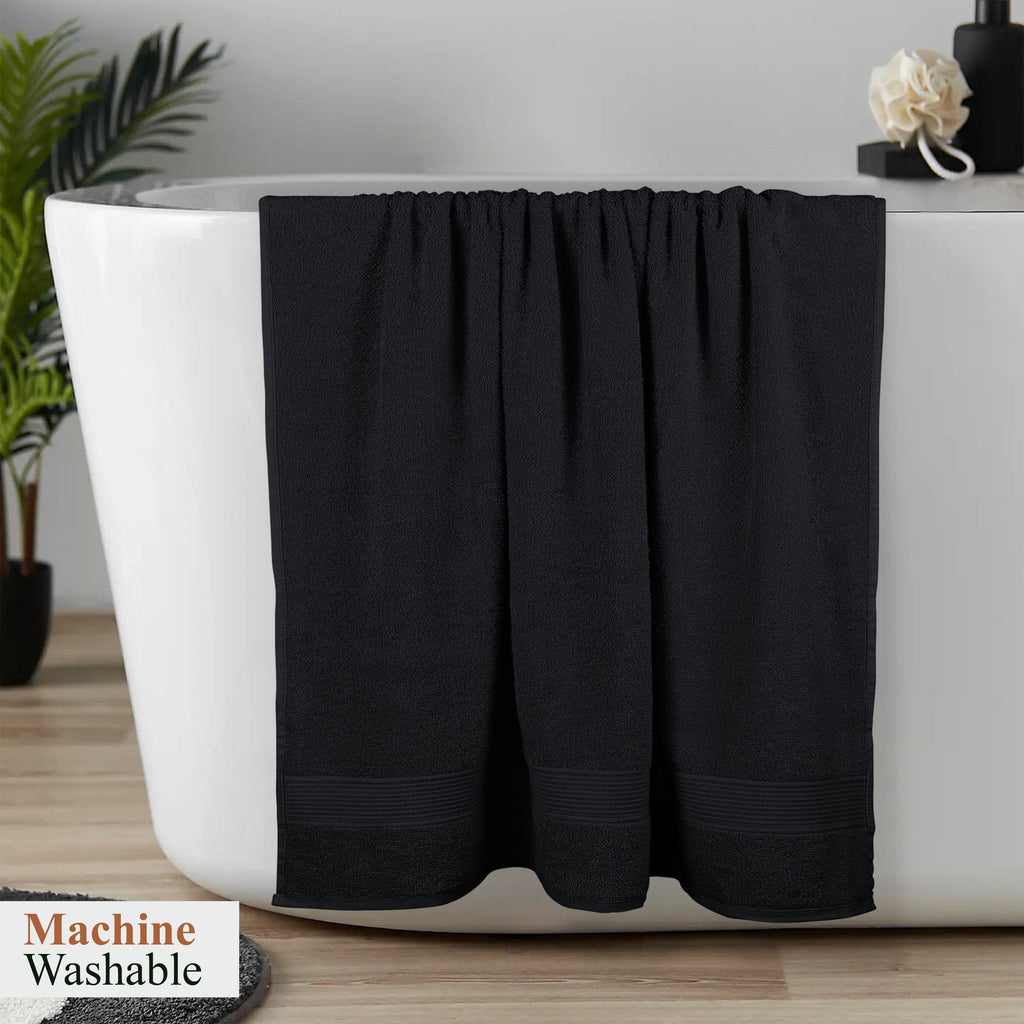 OLIVIA ROCCO Rhodes Towel Black 100% Cotton Hotel Quality Super Absorbent Hand Towels