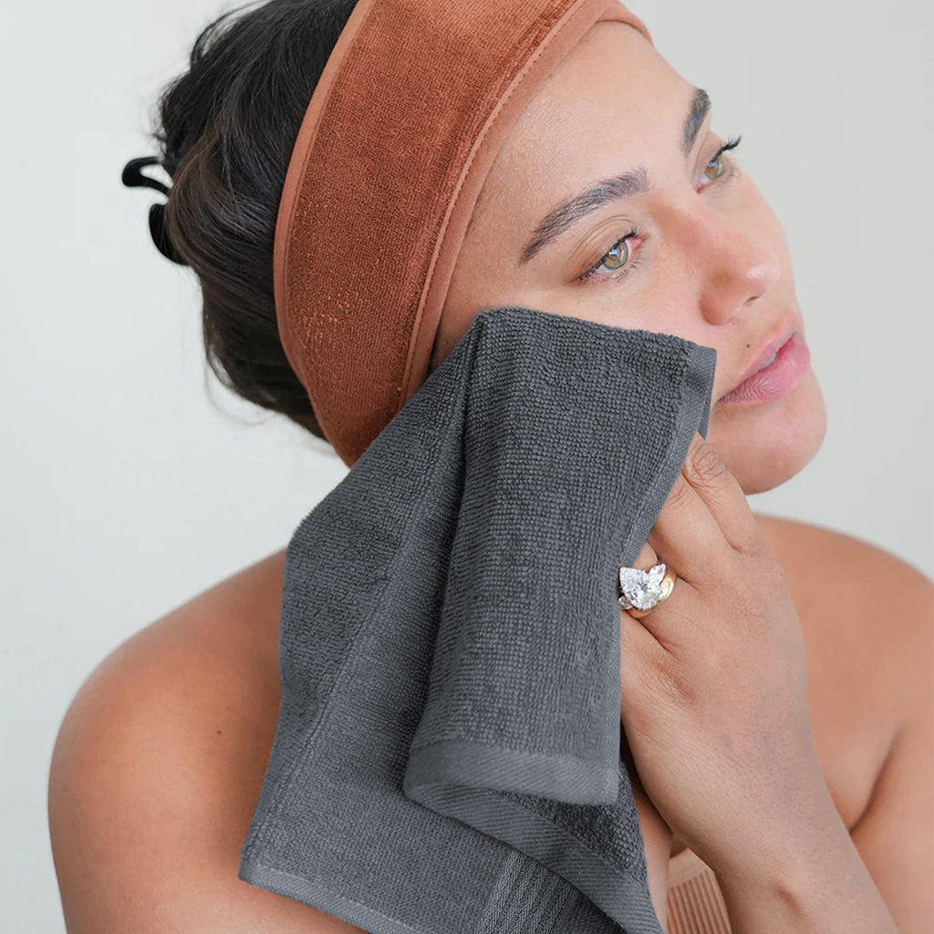 OLIVIA ROCCO Rhodes Towel Grey 100% Cotton Hotel Quality Soft Super Absorbent Hand Bath