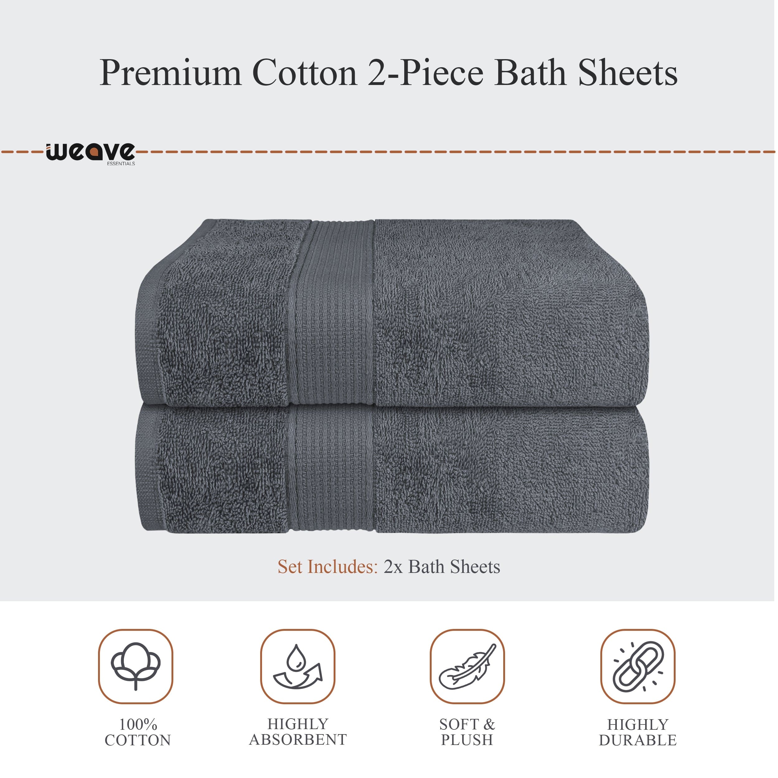 OLIVIA ROCCO Rhodes Towel Grey 100% Cotton Hotel Quality Soft Super Absorbent Hand Bath