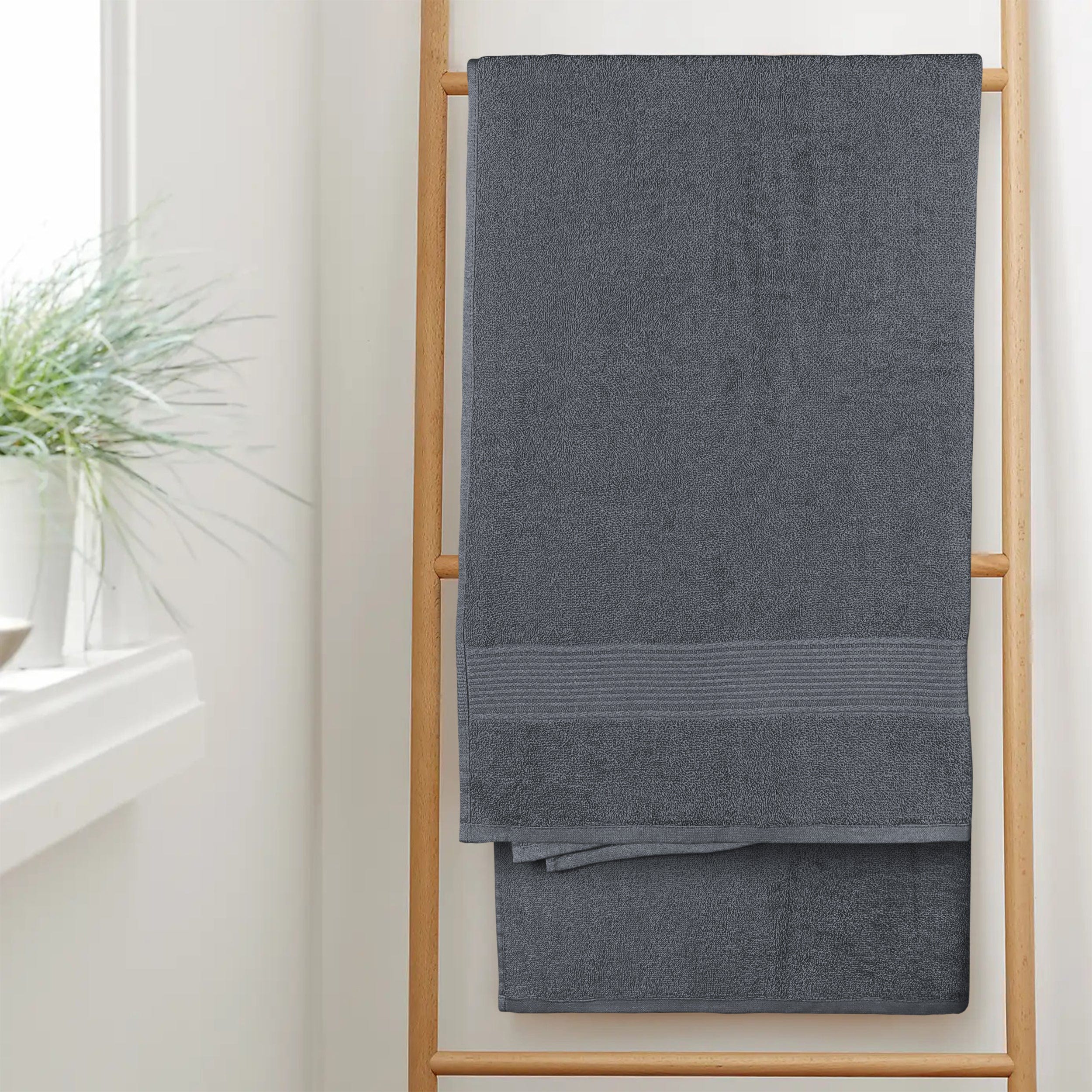 OLIVIA ROCCO Rhodes Towel Grey 100% Cotton Hotel Quality Soft Super Absorbent Hand Bath