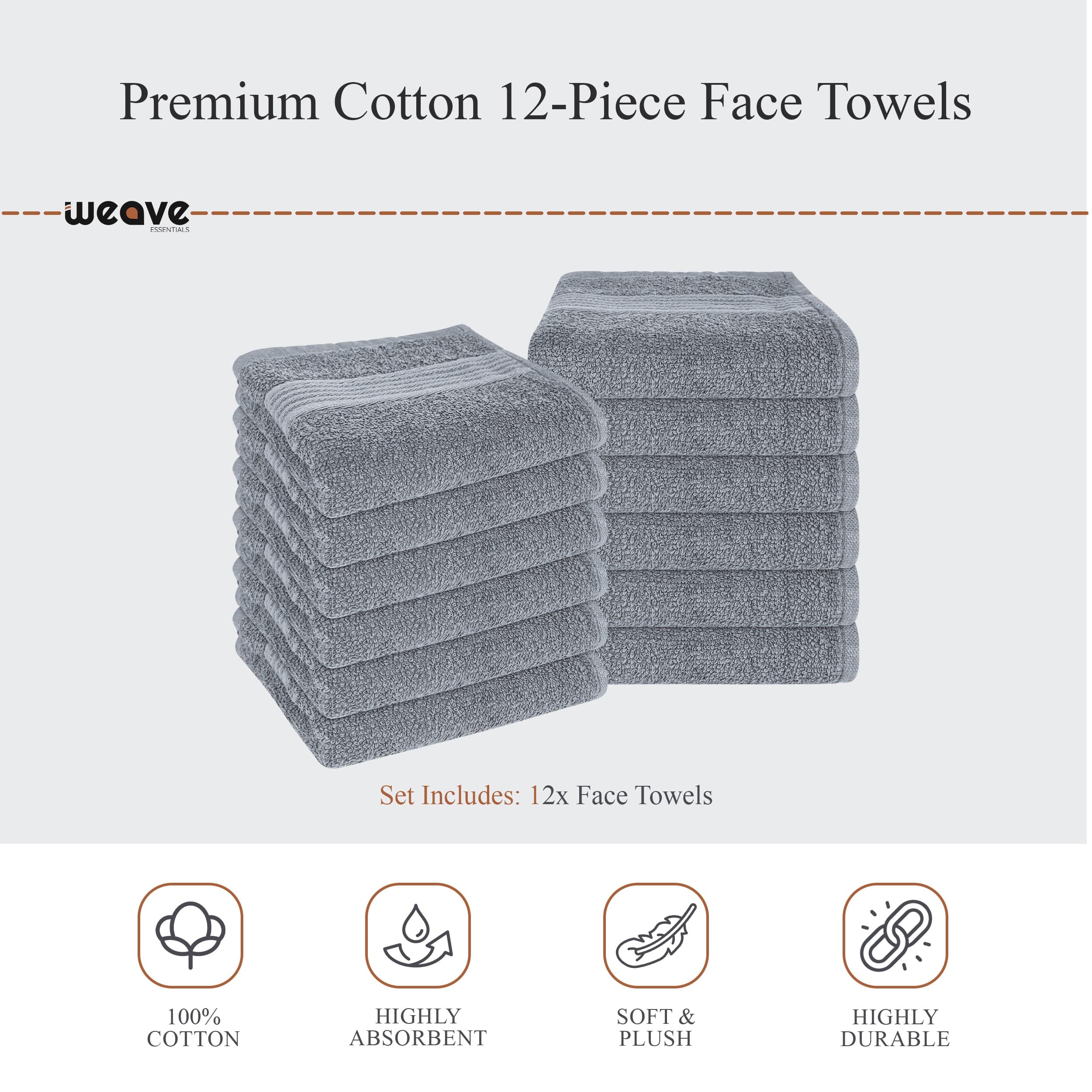 OLIVIA ROCCO Rhodes Towel Silver 100% Cotton Hotel Quality Soft And Ultra Absorbent Hand