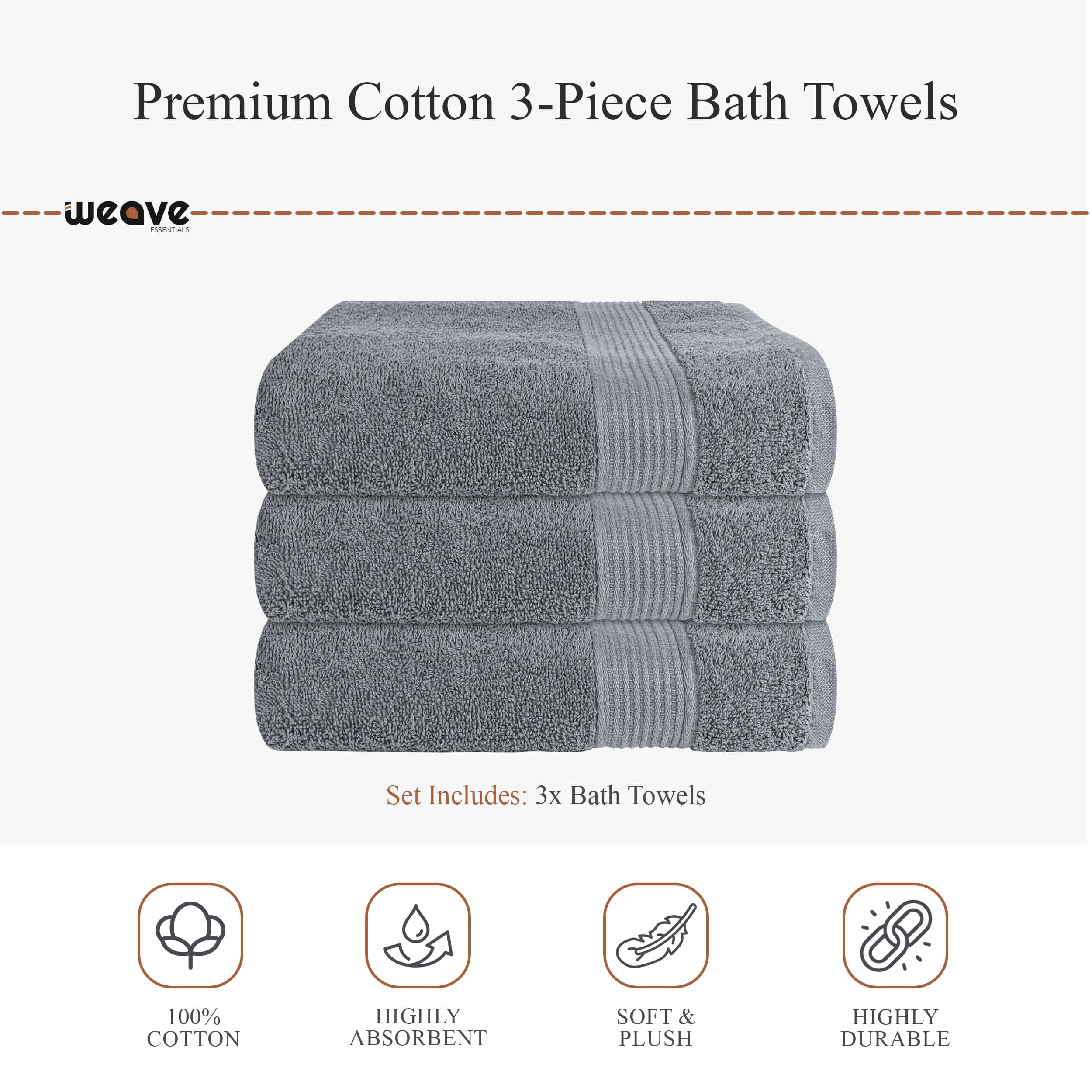 OLIVIA ROCCO Rhodes Towel Silver 100% Cotton Hotel Quality Soft And Ultra Absorbent Hand
