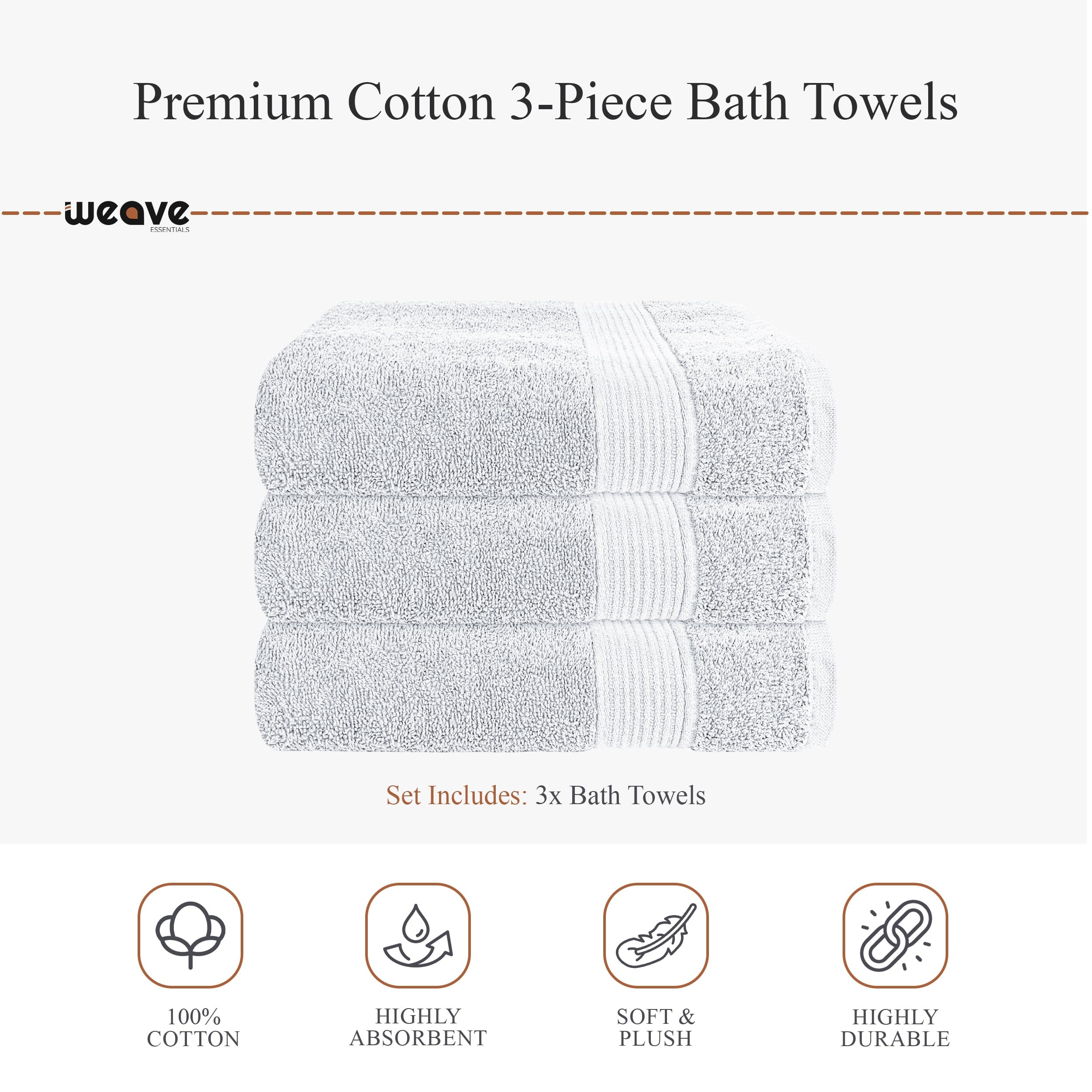 OLIVIA ROCCO Rhodes Towel White 100% Cotton Hotel Quality Soft Super Absorbent Hand Bath