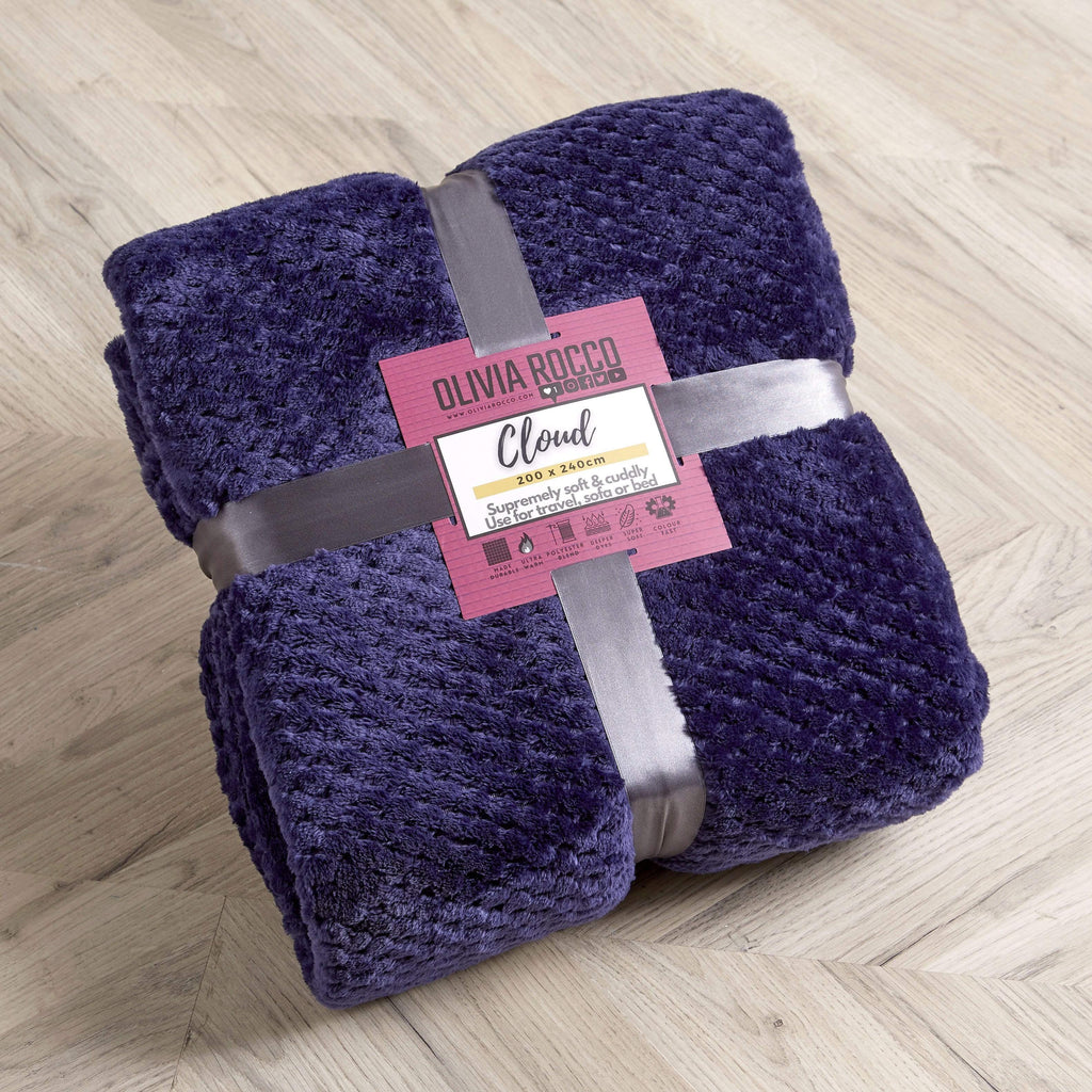 OLIVIA ROCCO Cloud Honeycomb Throw Oversized Chunky Soft Fleece Blanket Faux Fur Polyester Blend Double King Size Ideal For Beds And Sofas Warm Home Decor