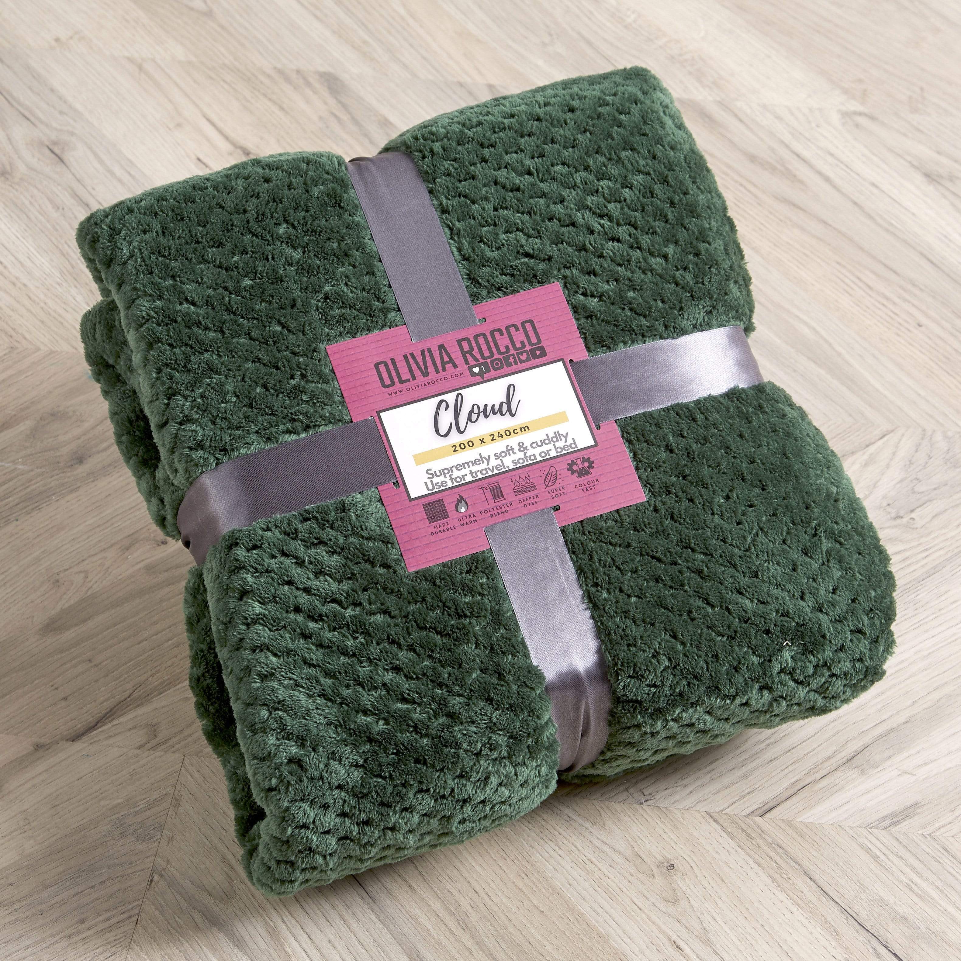 OLIVIA ROCCO Cloud Honeycomb Throw Oversized Chunky Soft Fleece Blanket Faux Fur Polyester Blend Double King Size Ideal For Beds And Sofas Warm Home Decor