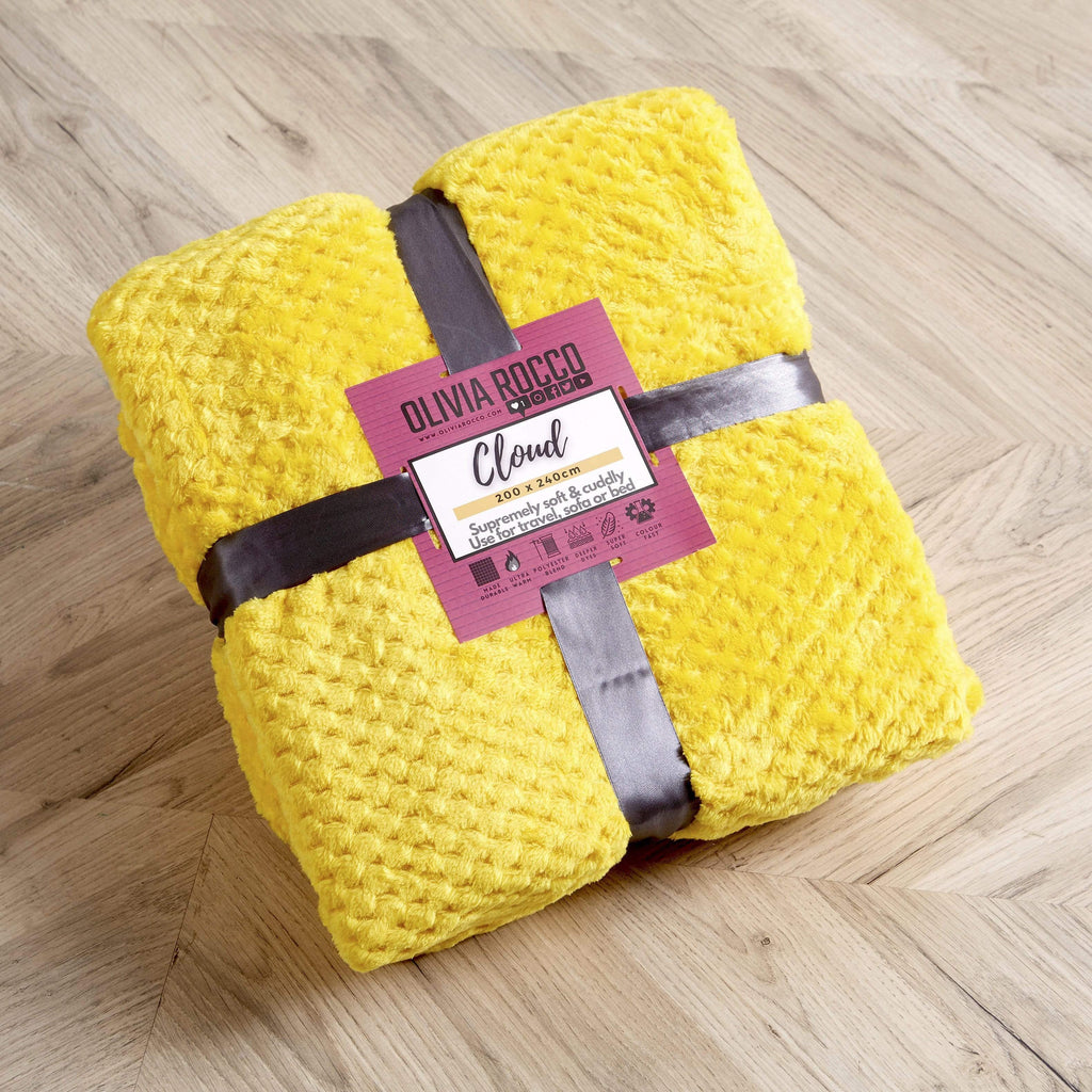 OLIVIA ROCCO Cloud Honeycomb Throw Oversized Chunky Soft Fleece Blanket Faux Fur Polyester Blend Double King Size Ideal For Beds And Sofas Warm Home Decor