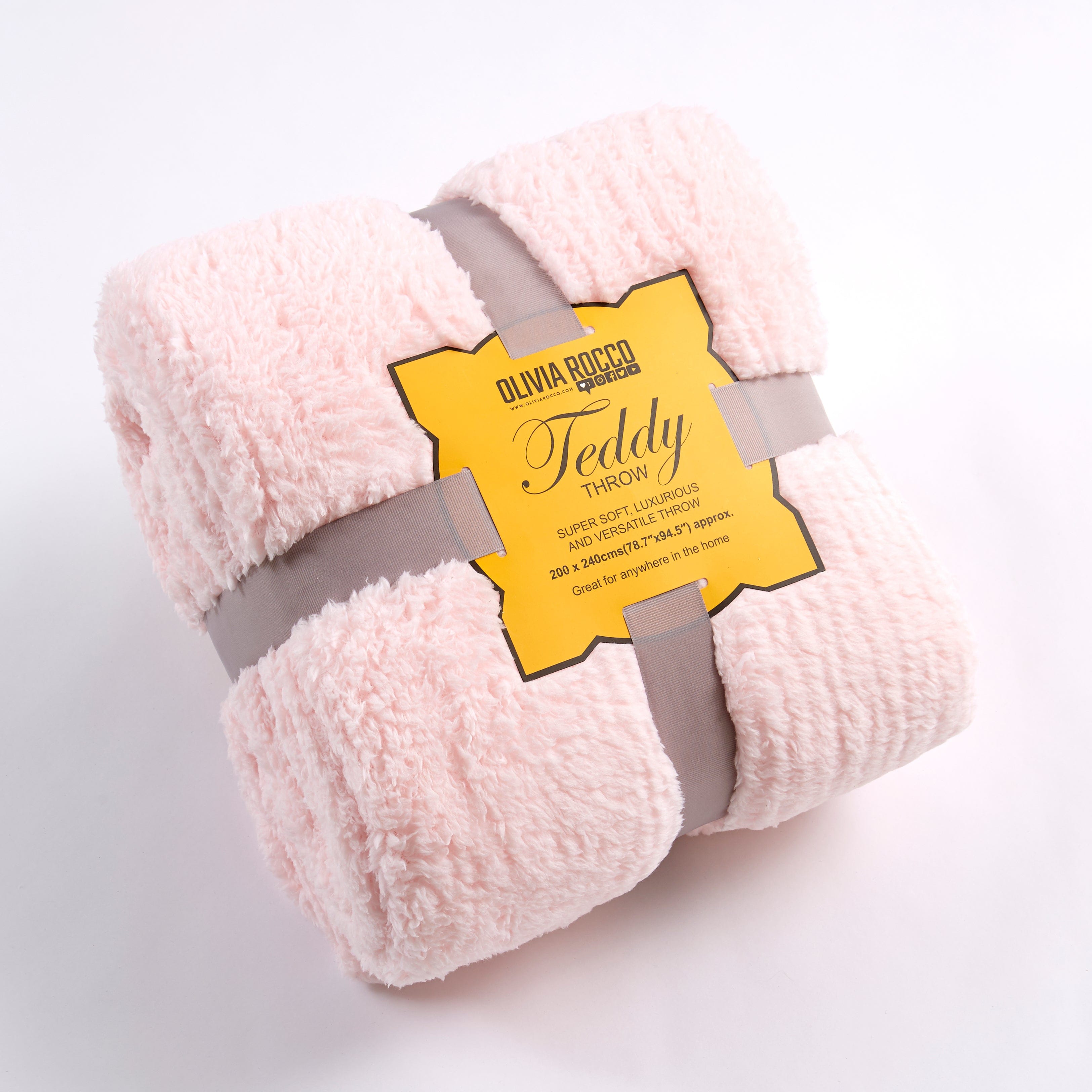 OLIVIA ROCCO Oversized Teddy Throw Blanket Super Soft Faux Fur Fleece For Sofa Or Bed Cozy Plush For Living Room Decor In Stylish Colors - Nest UK