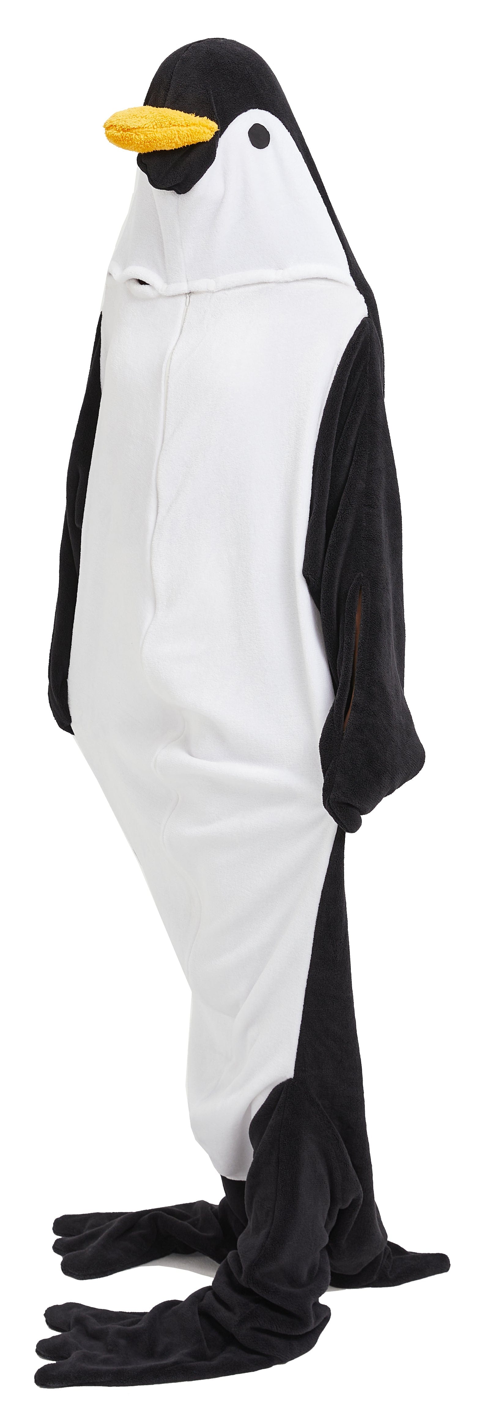 OLIVIA ROCCO Oversized Penguin Wearable Blanket Hoodie Fleece With Sleeves One Size Cozy Winter Loungewear For Home Everyday