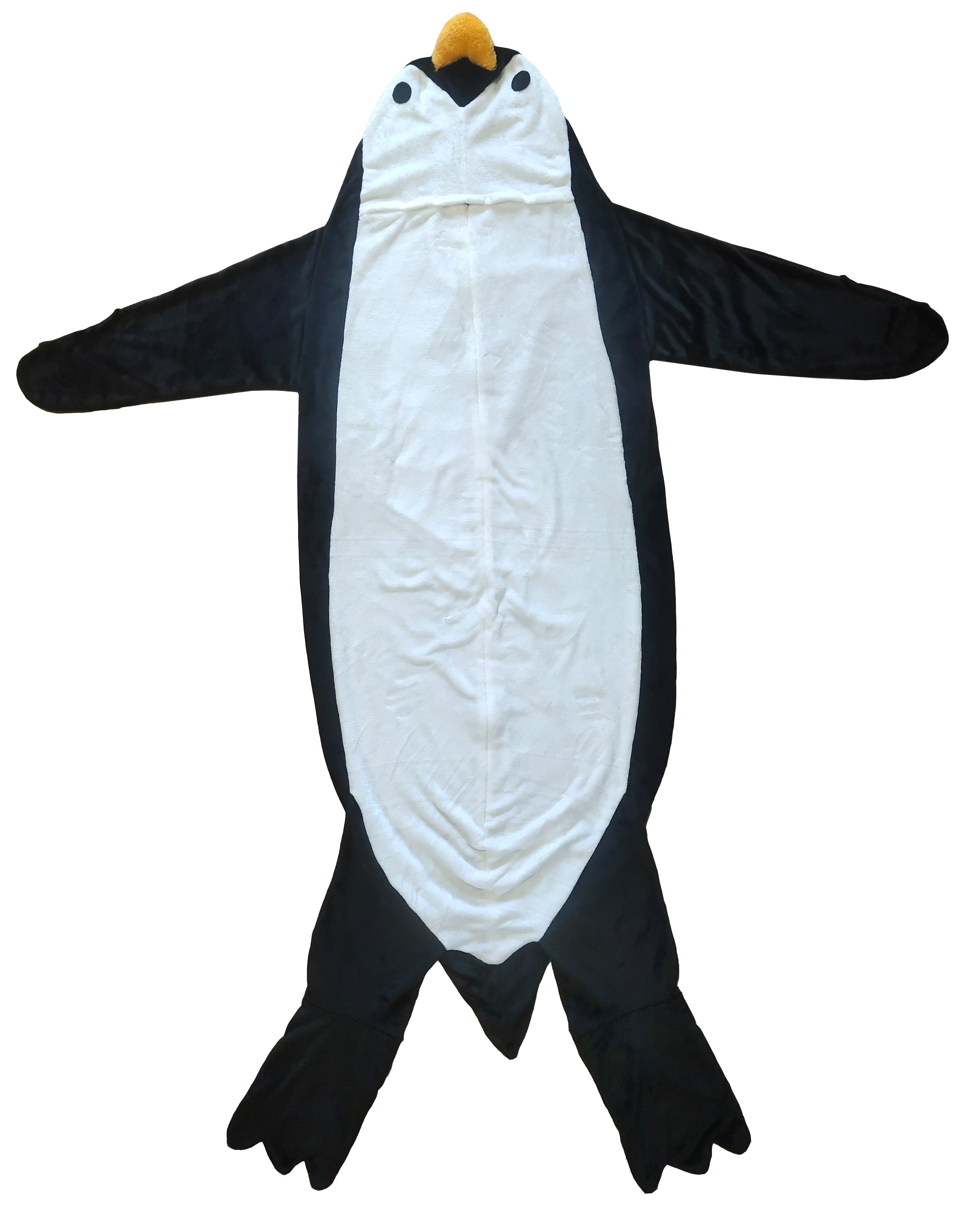 OLIVIA ROCCO Oversized Penguin Wearable Blanket Hoodie Fleece With Sleeves One Size Cozy Winter Loungewear For Home Everyday
