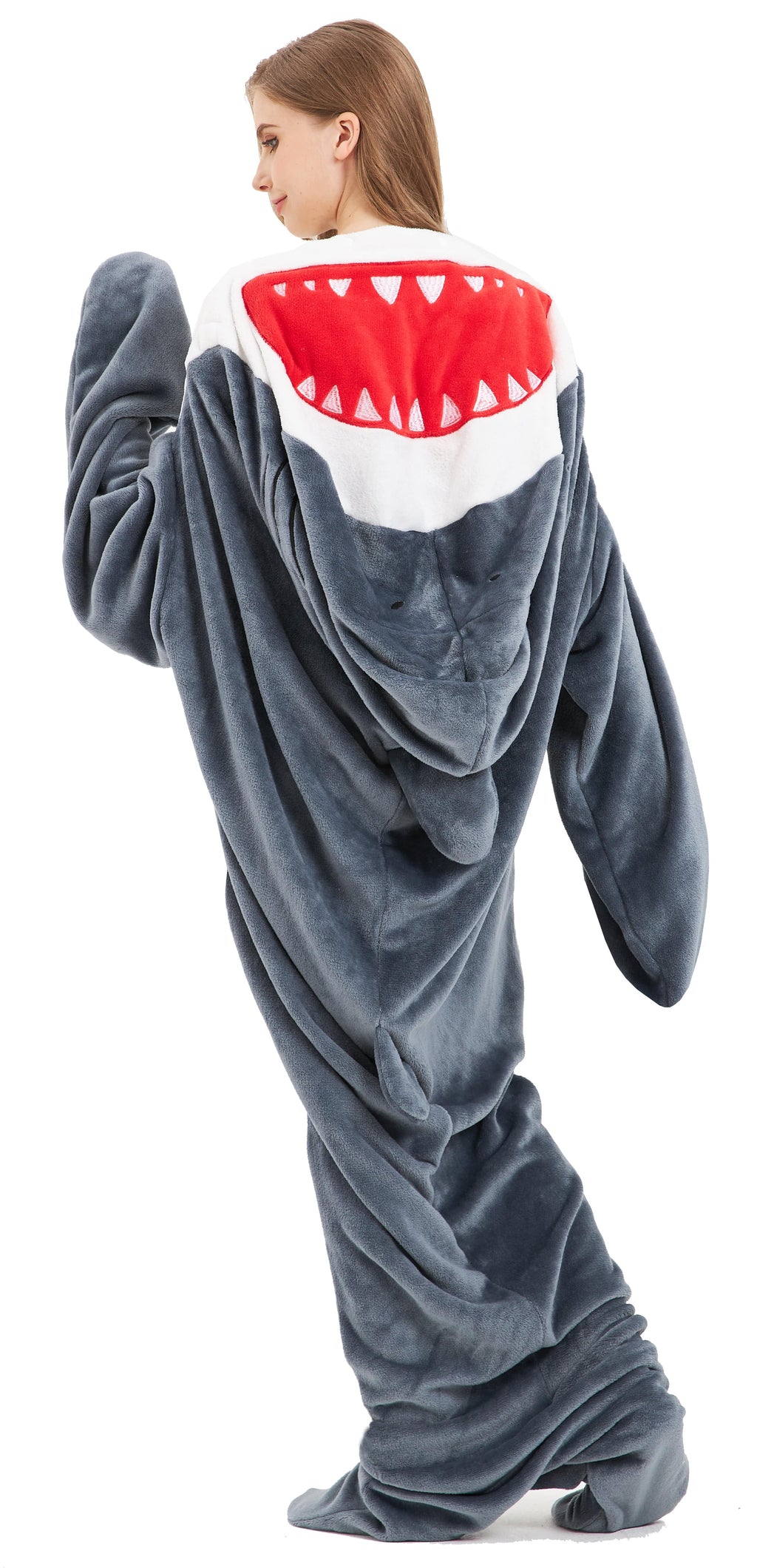 OLIVIA ROCCO Oversized Shark Wearable Blanket Hoodie Fleece With Sleeves Ultra Soft Cozy Winter Loungewear One Size Fits Most