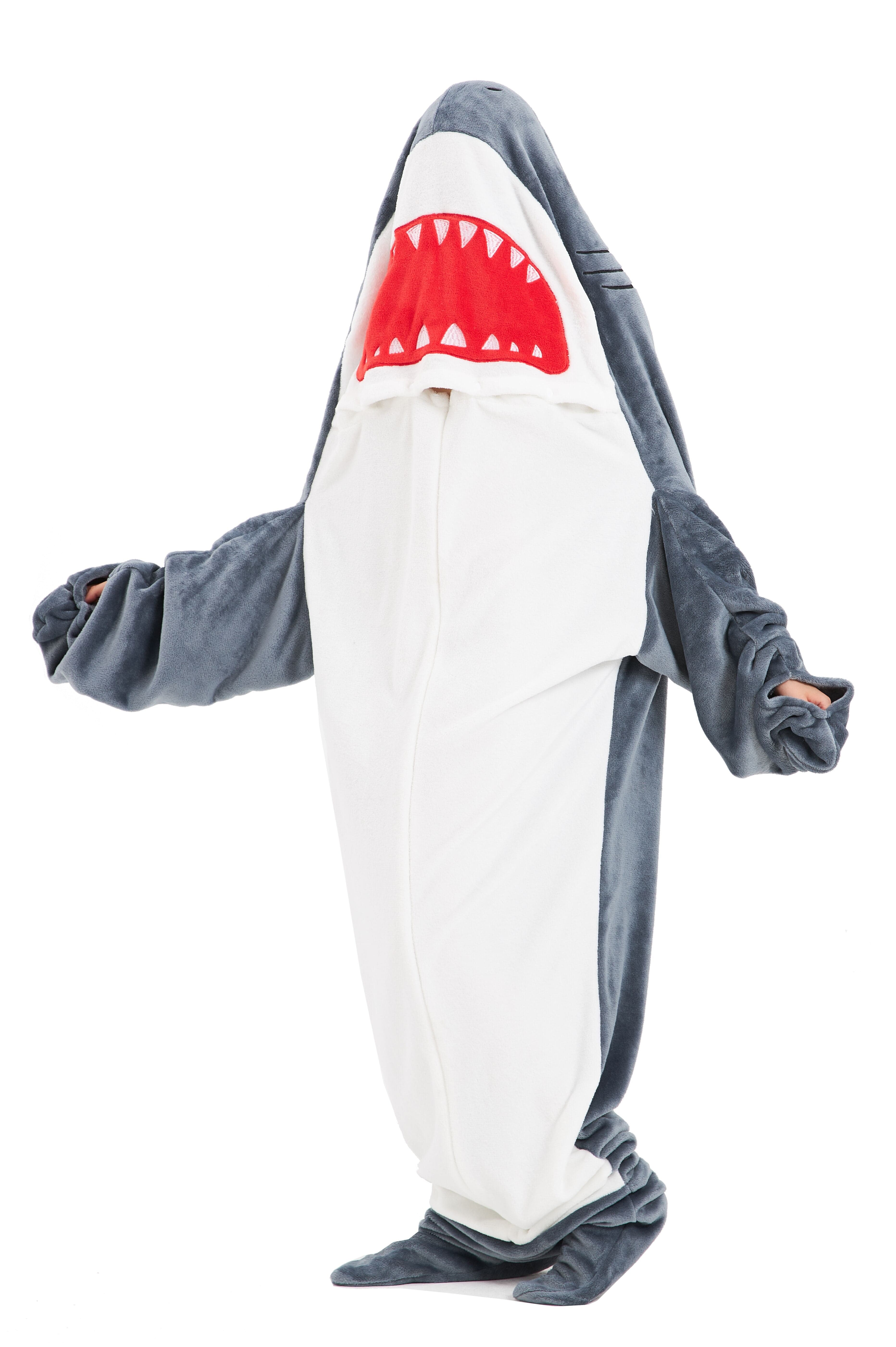 OLIVIA ROCCO Oversized Shark Wearable Blanket Hoodie Fleece With Sleeves Ultra Soft Cozy Winter Loungewear One Size Fits Most