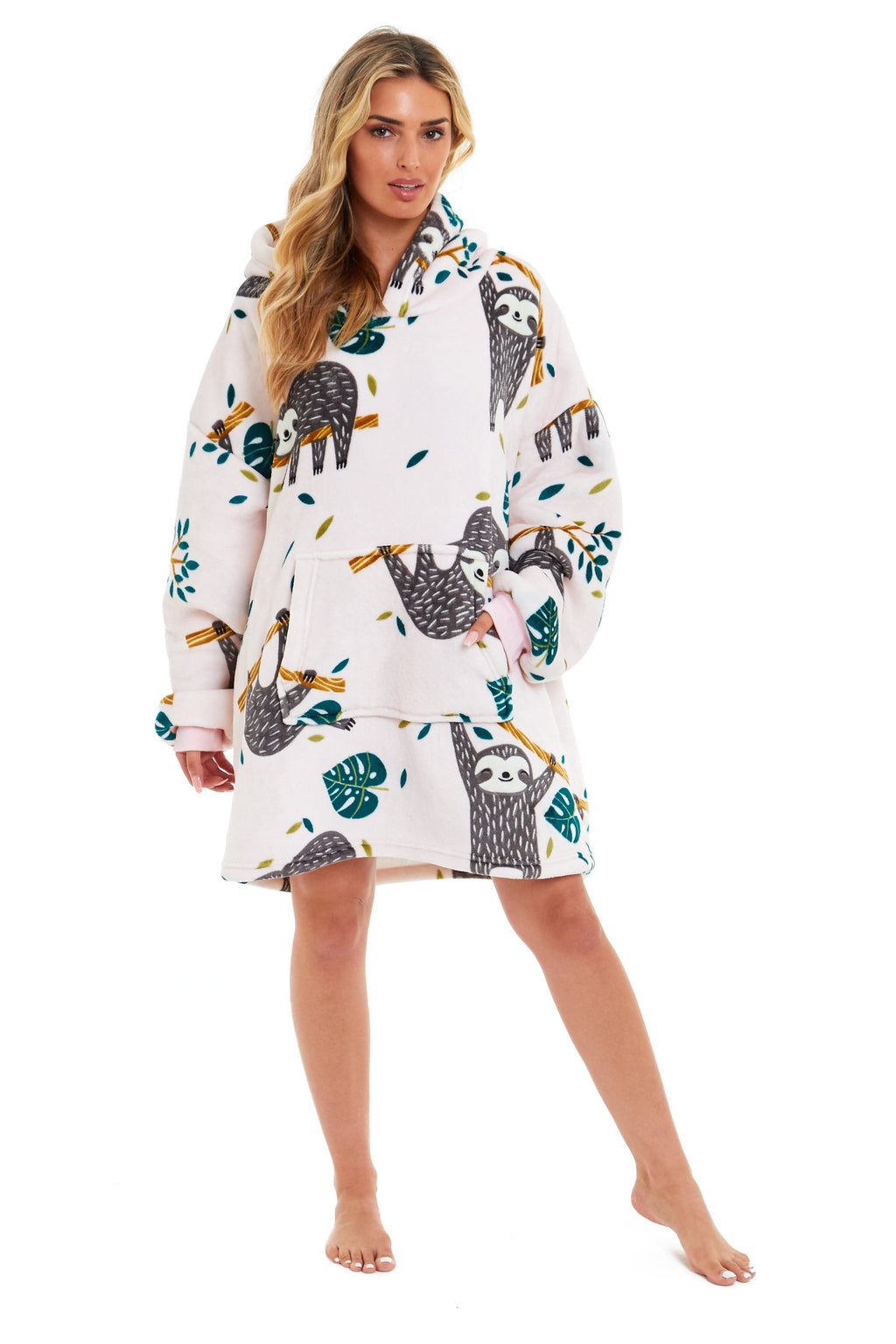 OLIVIA ROCCO Oversized Sloth Hoodie Blanket With Reversible Sherpa Fleece Giant 6XL For Adults And Kids Pockets Elastic Cuffs