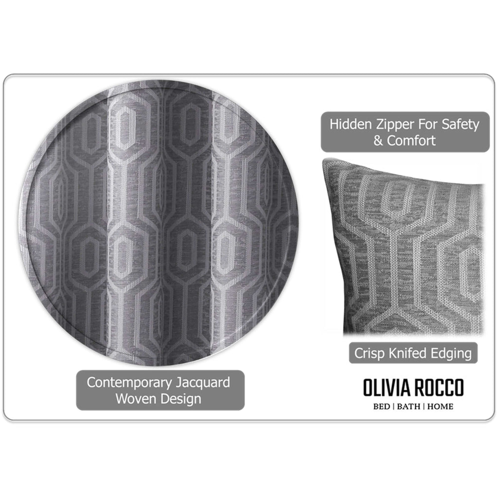 OLIVIA ROCCO Paris Cushion Covers 2 Pack Modern Grey Square Decorative Cushions With Invisible Zipper For Sofa And Bed Set - Nest UK
