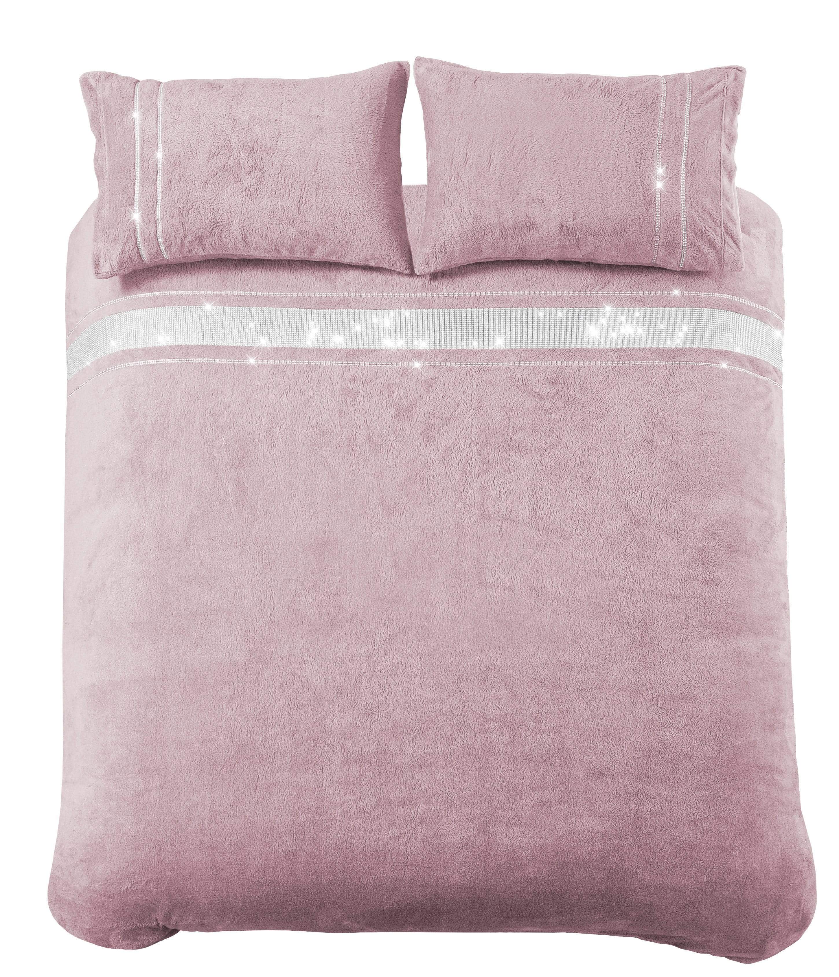 OLIVIA ROCCO Paris Glitz Teddy Fleece Duvet Set Diamante Detailing Super Soft Faux Fur OEKO TEX Certified Multiple Sizes