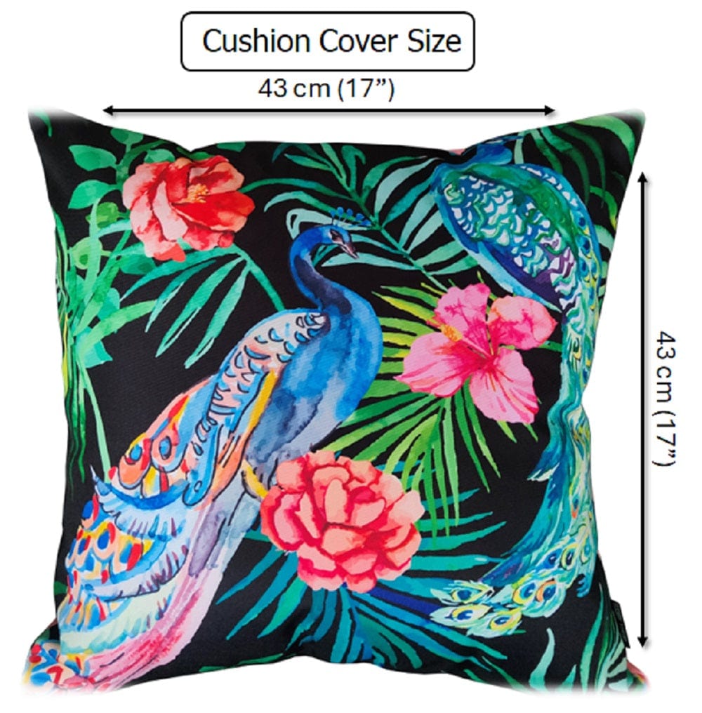 OLIVIA ROCCO Peacock Waterproof Cushion Covers 43 X 43 CM Reversible Breathable Decorative Indoor Outdoor For Patio Garden Sofa Bed Chair - Nest UK